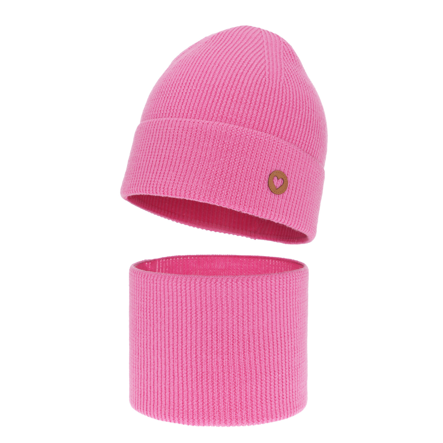 Herbst und Frühlingsset Mädchen: Mütze und Schlauchschal 100% extrafeine Merinowolle Rosa Brook