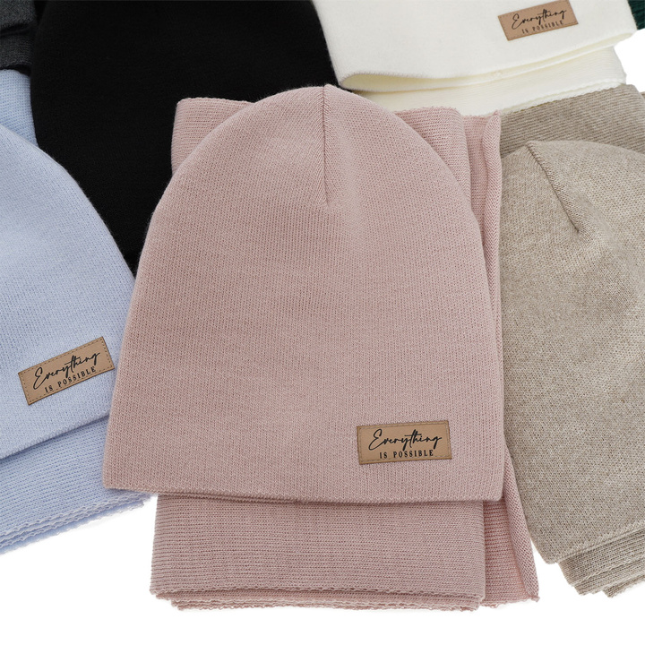 Herbst und Frühlingsset Damen: Mütze und Schal Beige Zula