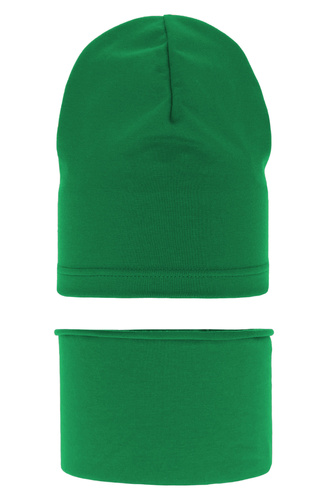 Herbst und Frühlingsset Jungen: Mütze und Schlauchschal Grün Hazel