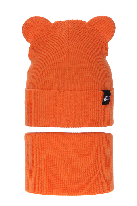 Herbst und Frühlingsset Jungen: Mütze und Schlauchschal Orange Grajan