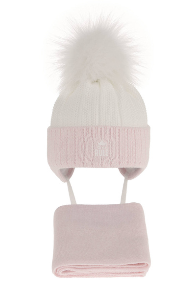 Winterset Mädchen: Mütze und Schal mit Bommel Rosa Sindi