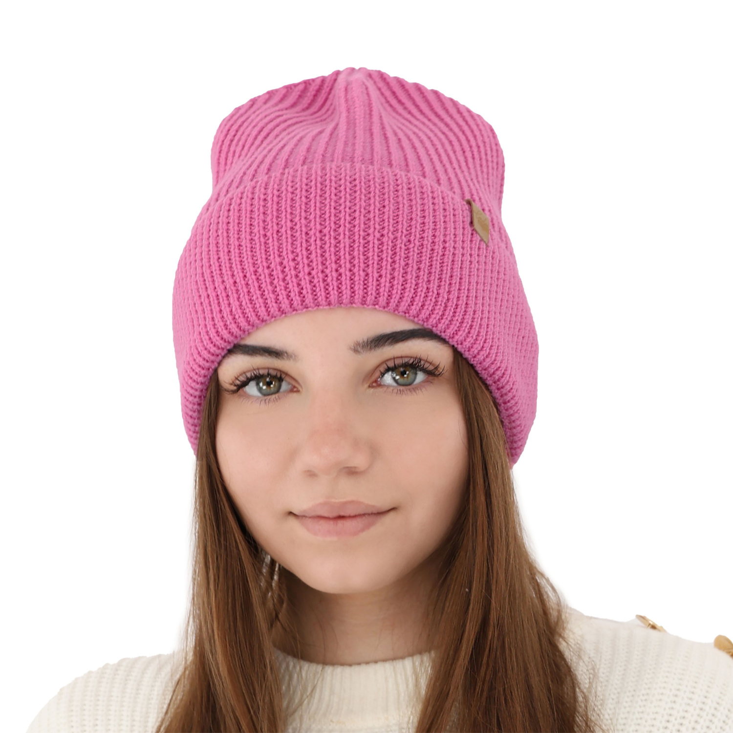 Wintermütze Damen 100% extrafeine Merinowolle Braun Isla