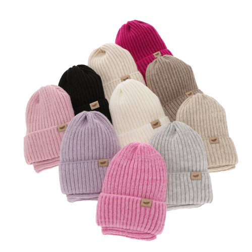 Winterset für Mädchen: Mütze und Schlauchschal mit Merinowolle in Schwarz Karmina