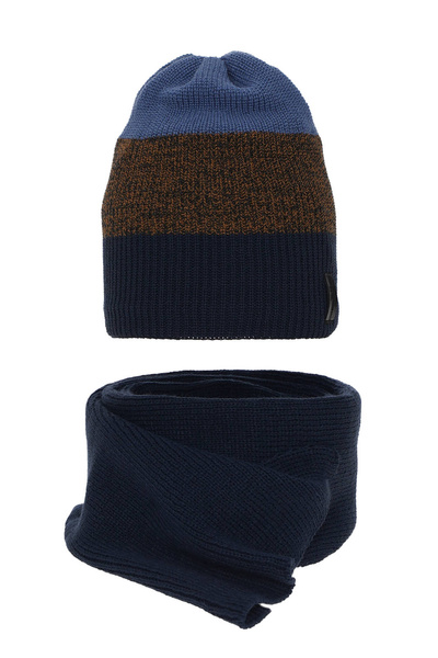 Winterset Jungen: Mütze und Schal Navy Blau Sonik