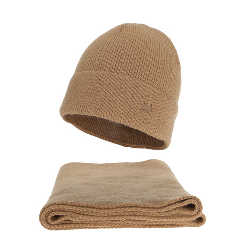 Winterset Damen: Mütze und Schal, camel, Rava