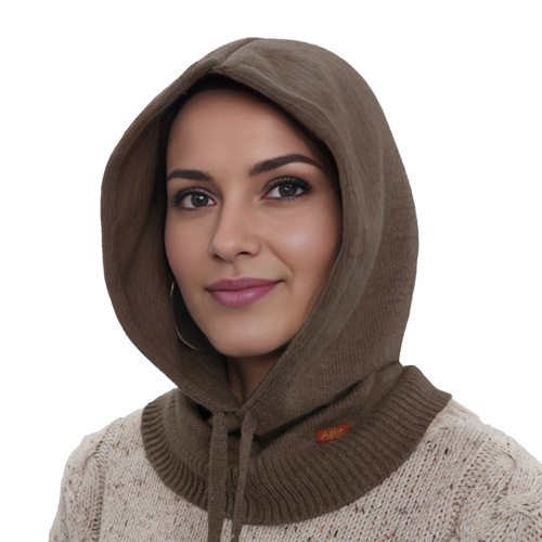 Balaclava für Damen, braun, mit Merinowolle, Elizabeth