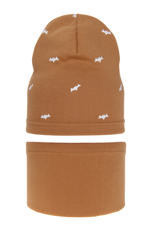 Herbst und Frühlingsset Jungen: Mütze und Schlauchschal Camel Gacek