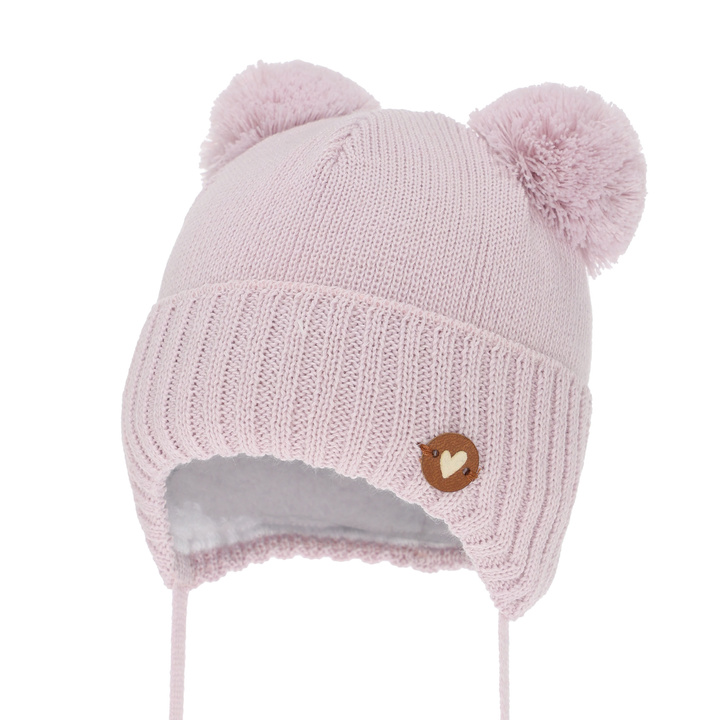 Wintermütze für Mädchen, violett, mit Merinowolle, Mesyna