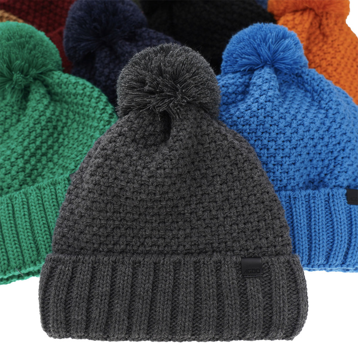 Wintermütze Jungen mit Bommel Khaki Polins 