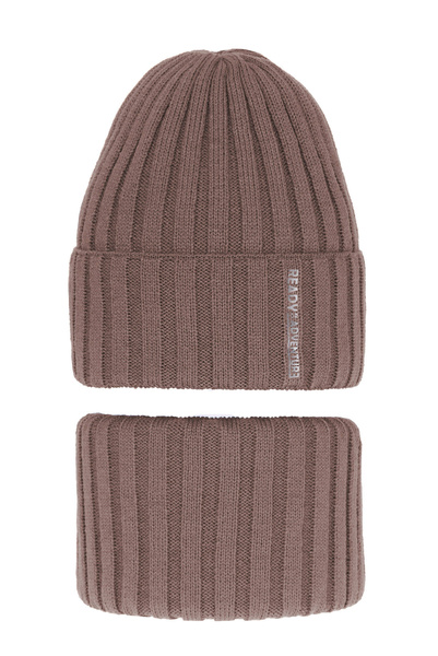 Winterset Jungen: Mütze und Schlauchschal Braun Livido