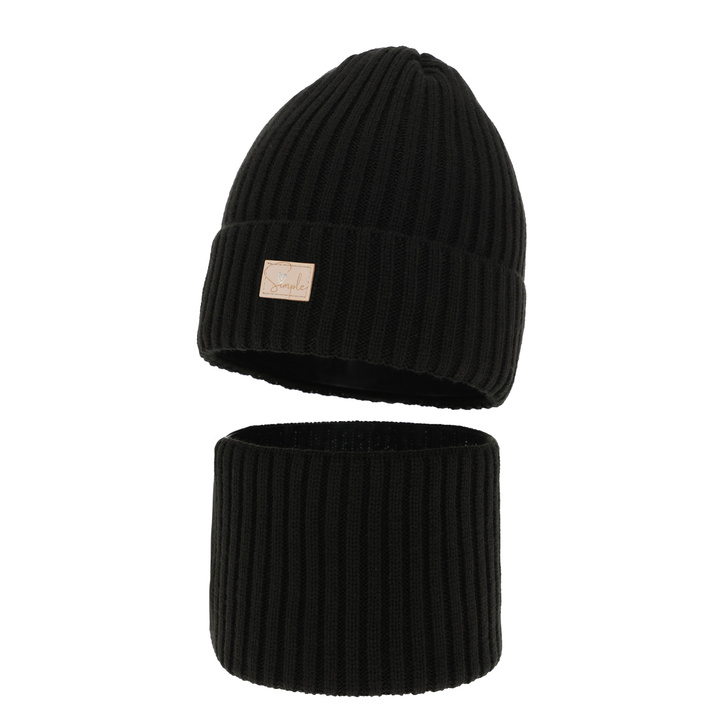 Winterset für Mädchen: Mütze und Schlauchschal in Schwarz Tampa
