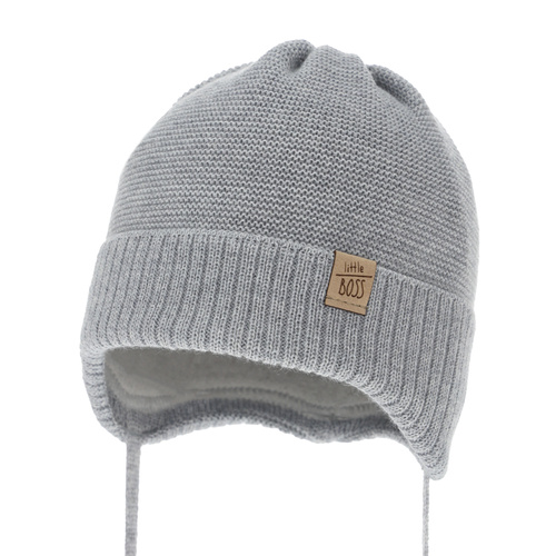 Wintermütze Jungen mit Merinowolle Grau Darsi