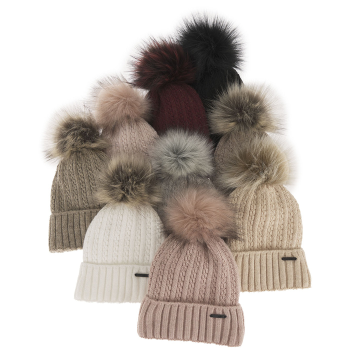Wintermütze Damen mit Bommel Rosa Karizma