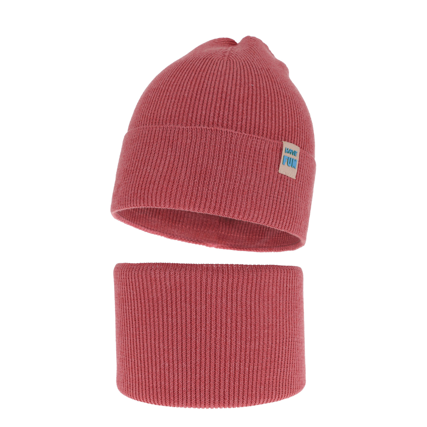 Herbst und Frühlingsset Jungen: Mütze und Schlauchschal, mit Baumwolle, Rot Ottavio