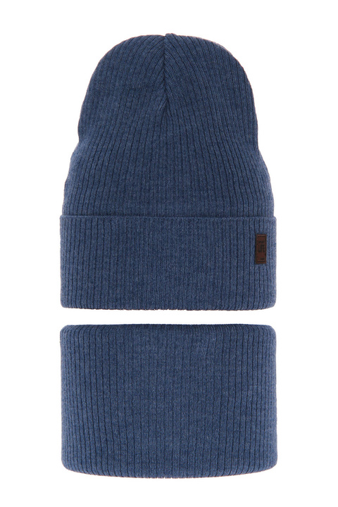 Herbst und Frühlingsset Jungen: Mütze und Schlauchschal, mit Baumwolle, Blau Dragon