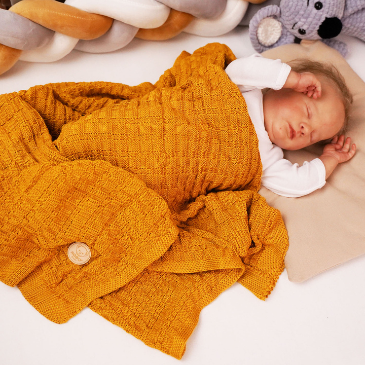 Baby und Kinder Decke aus 100% Bambus-Fasern Senffarben Misio