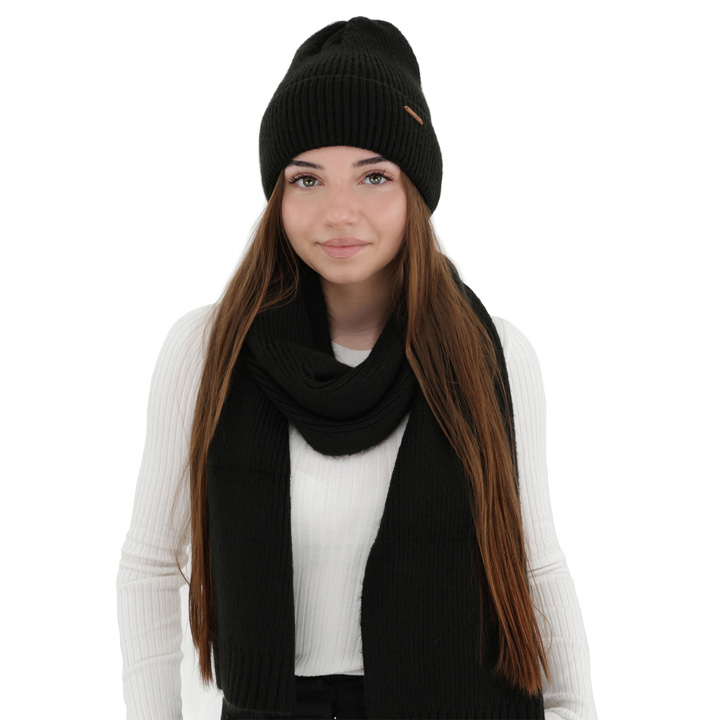 Winterset Damen: Mütze und Schal, Winter, beige, mit Merinowolle, Seala