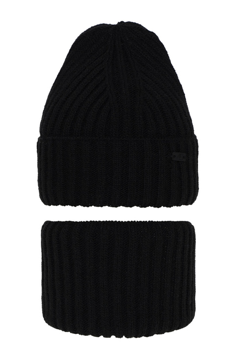 Winterset Jungen: Mütze und Schlauchschal Schwarz Zeno