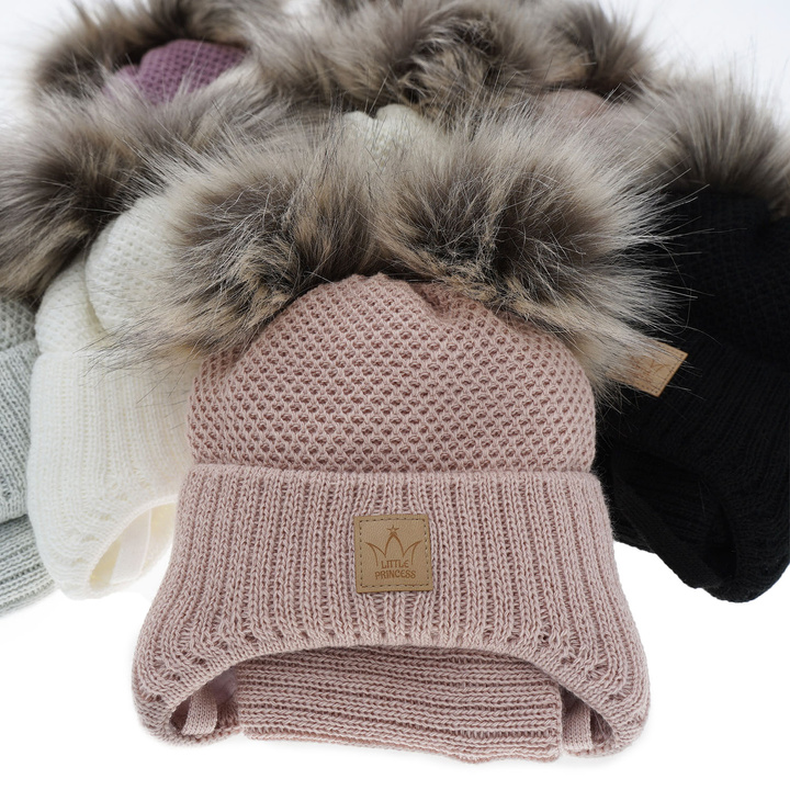 Winterset Mädchen: Mütze und Schlauchschal mit zwei Bommeln Rosa Minsi