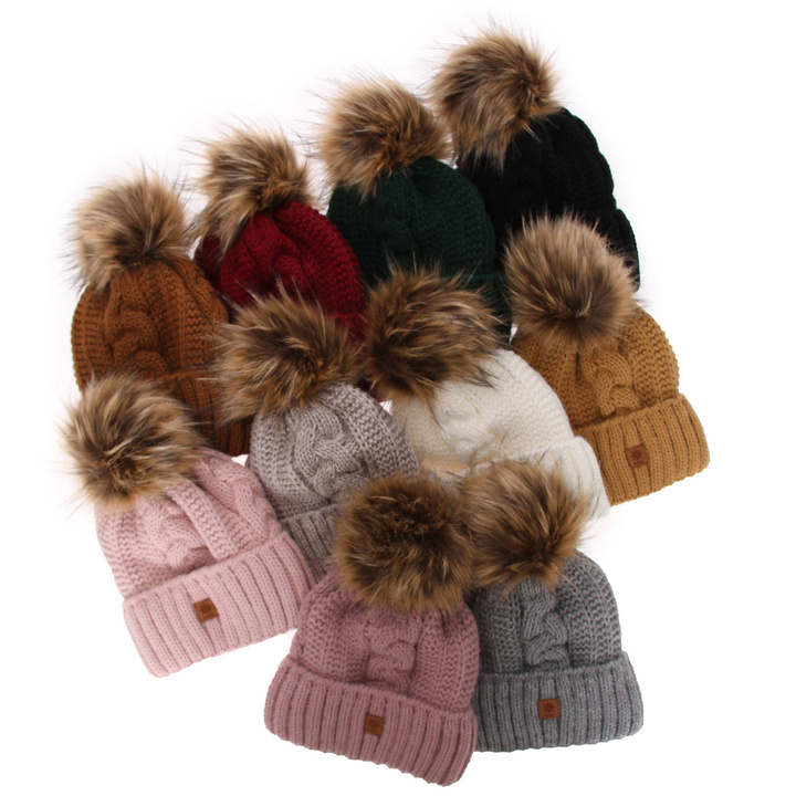 Wintermütze Damen mit Bommel Schwarz Euforia