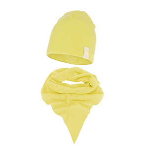 Herbst und Frühlingsset Mädchen: Mütze und Umschlagtuch Gelb Blanche
