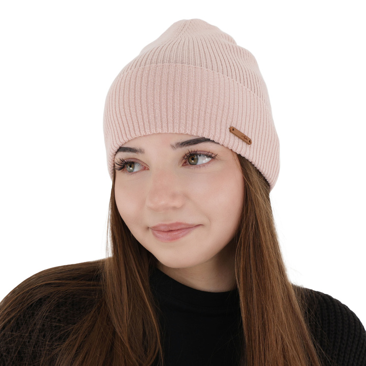 Herbst und Frühlingsmütze Damen, rosa, 100% Merinowolle, Flerra