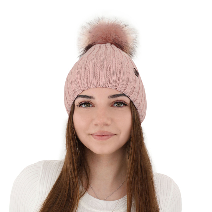 Wintermütze Damen aus Merinowolle in Rosa Texa