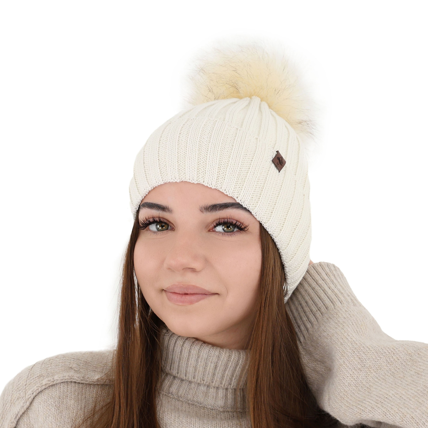 Wintermütze Damen aus Merinowolle in Grau Texa