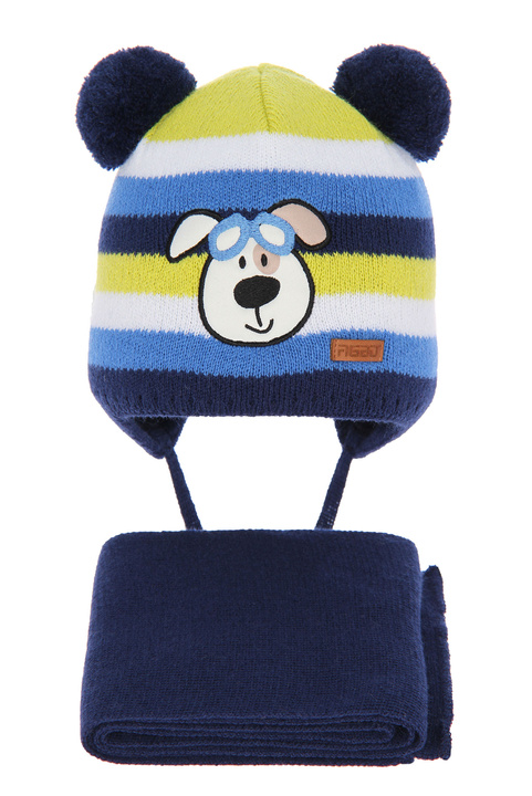 Winterset für Jungen: Mütze und Schal Navy Blau Arek