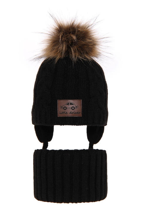 Winterset Jungen: Mütze und Schlauchschal Schwarz Kapi