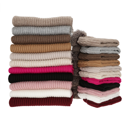 Winterset Damen: Mütze und Schal, hellbeige, Lunetta