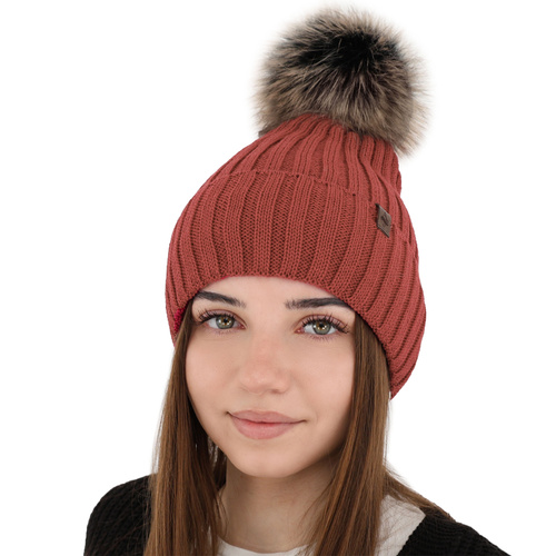 Wintermütze Damen aus Merinowolle in Grau Texa