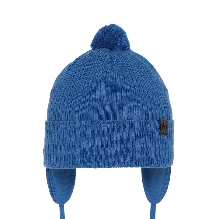 Herbst und Frühlingsmütze für Jungen mit Bommel Blau Axel