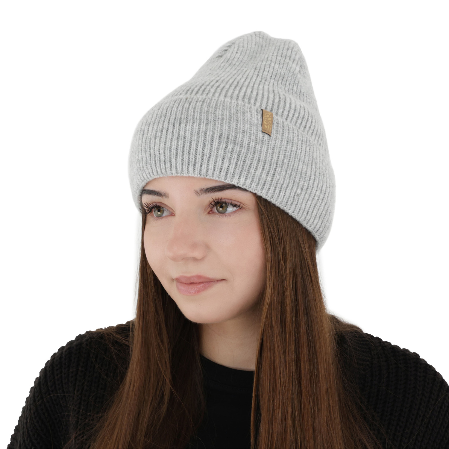 Wintermütze Damen, grau, mit Merinowolle, Tahoe