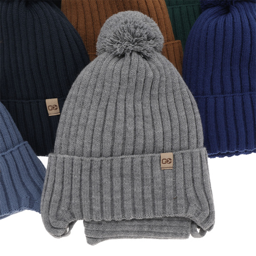 Winterset für Jungen: Mütze und Schlauchschal mit Bommel in Navy Blau Carlo