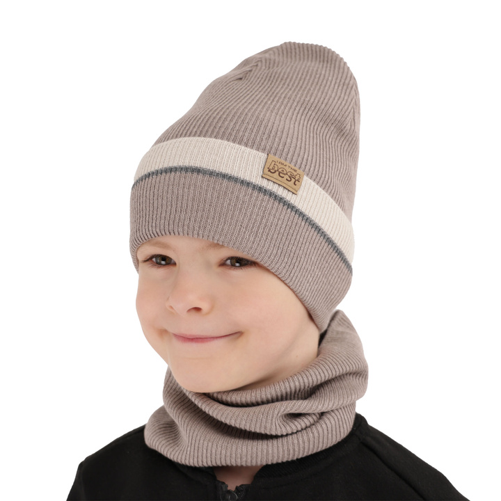 Herbst und Frühlingsset Jungen: Mütze und Schlauchschal Camel Antonio