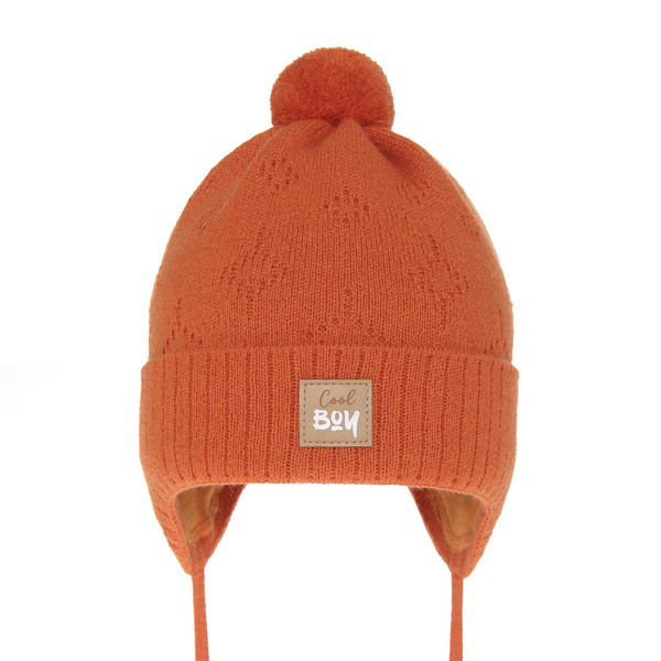 Herbst und Frühlingsmütze für Jungen mit Bommel Orange Farel