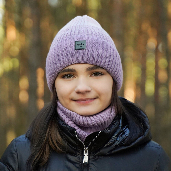 Winterset Mädchen: Mütze und Schlauchschal Beige Tasha