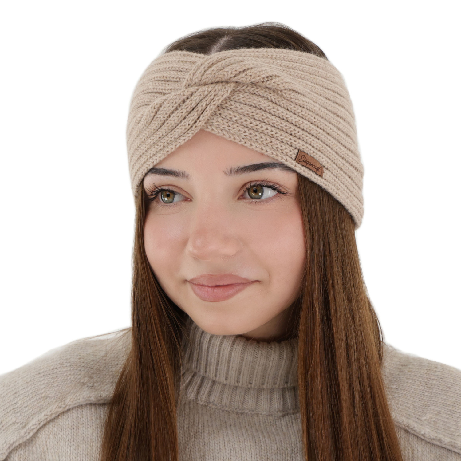 Stirnband Damen, Winter, beige, 100% Merinowolle, Veka