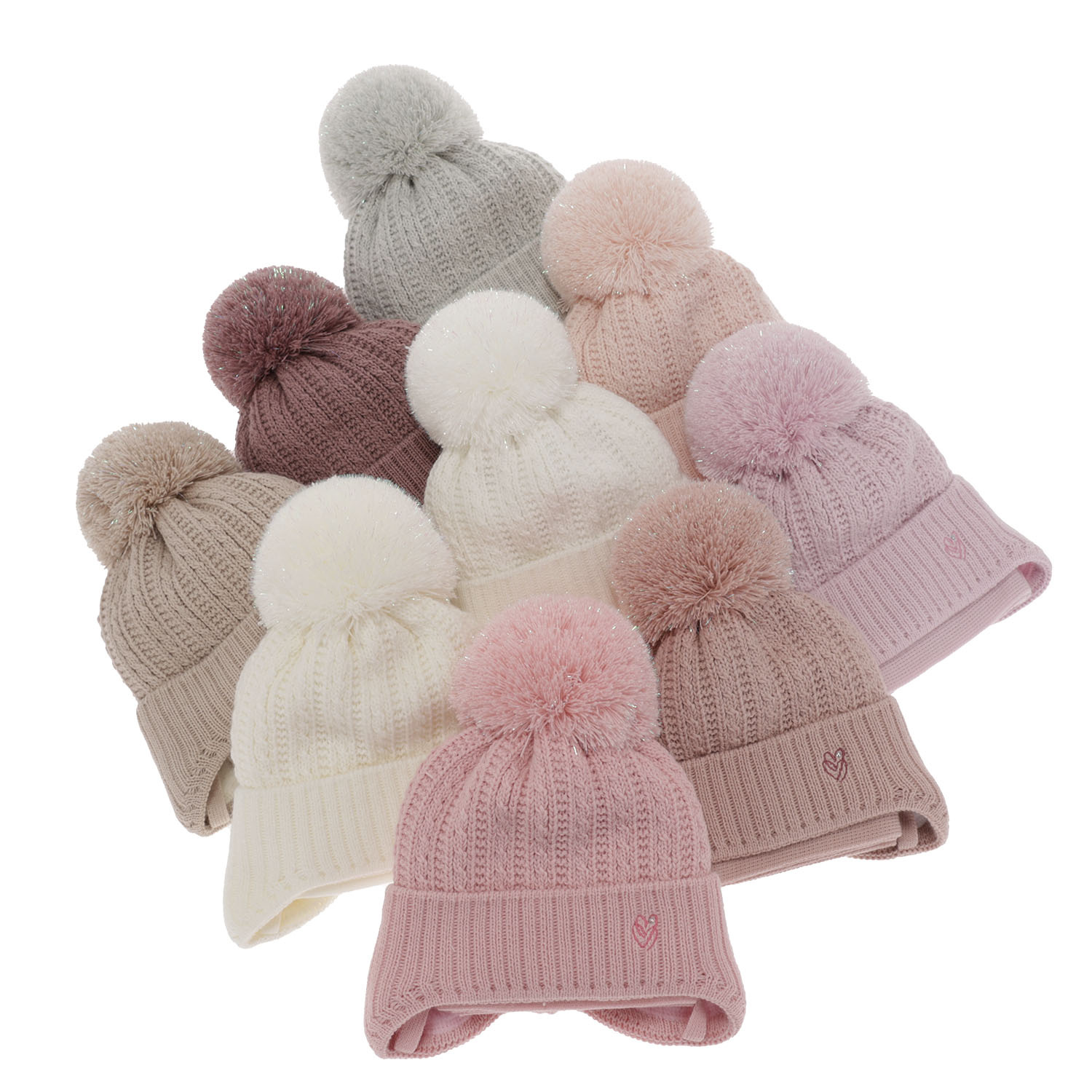 Winterset Mädchen: Mütze und Schal mit Bommel Rosa Marisa