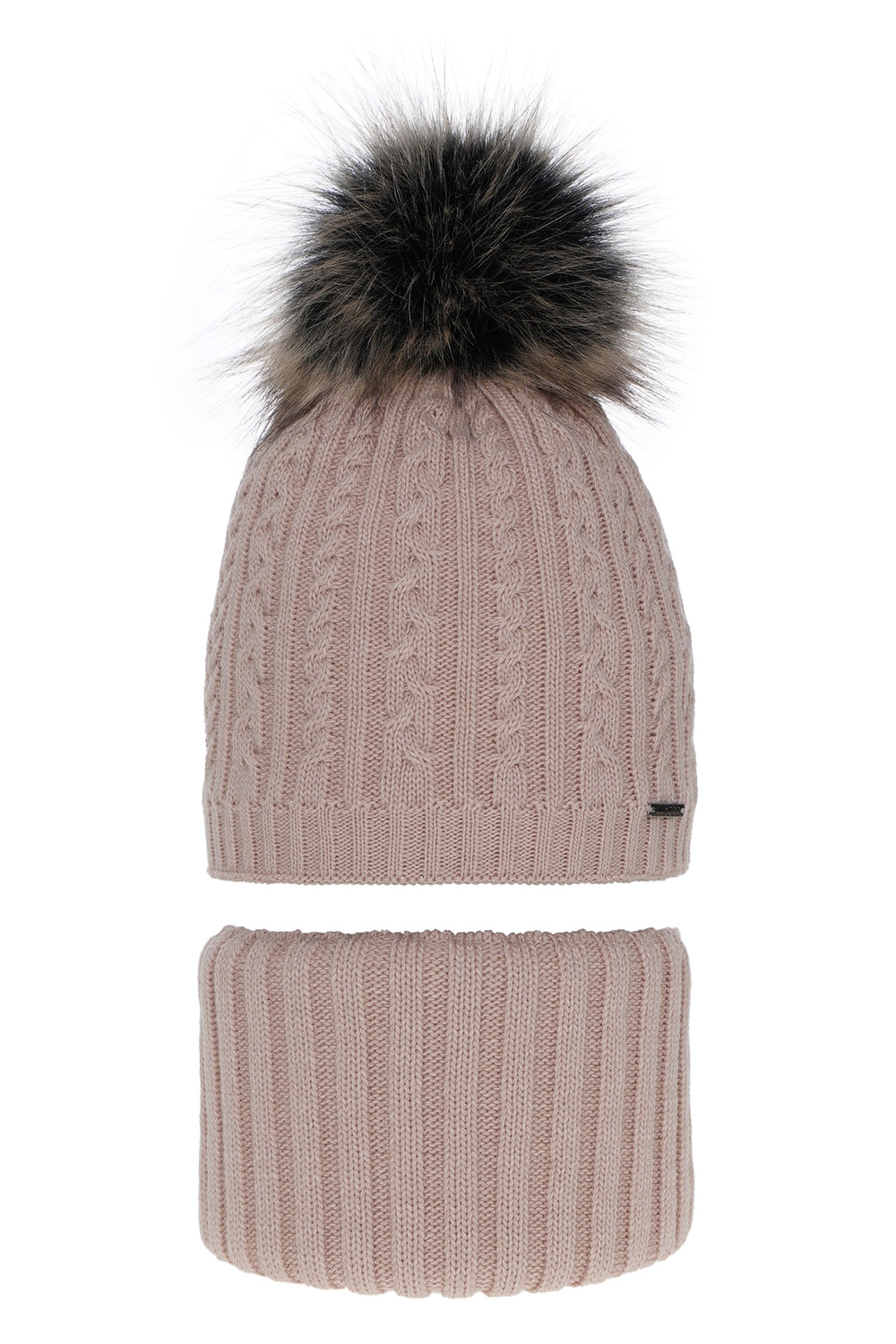 Winterset Mädchen: Mütze und Schlauchschal mit Bommel Rosa Rima