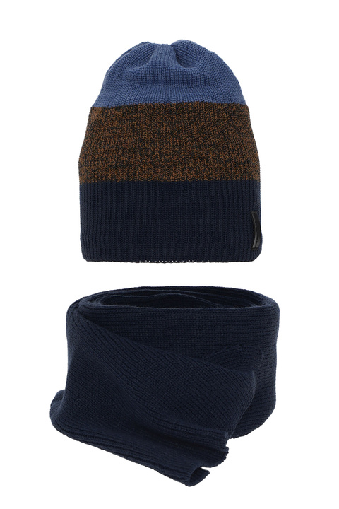 Winterset Jungen: Mütze und Schal Navy Blau Sonik