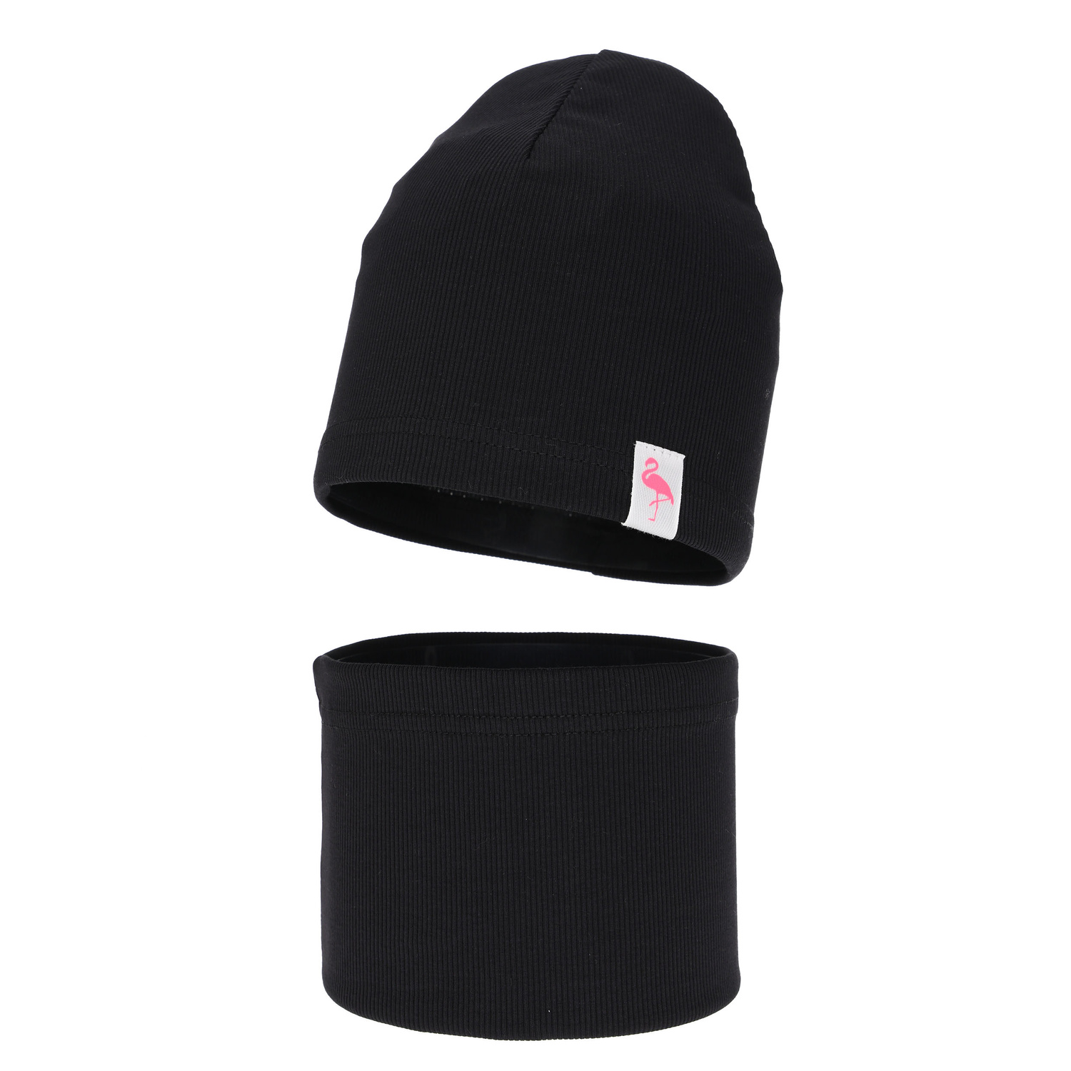 Herbst und Frühlingsset Mädchen baumwolle: Mütze und Schlauchschal, Schwarz, Rumilla