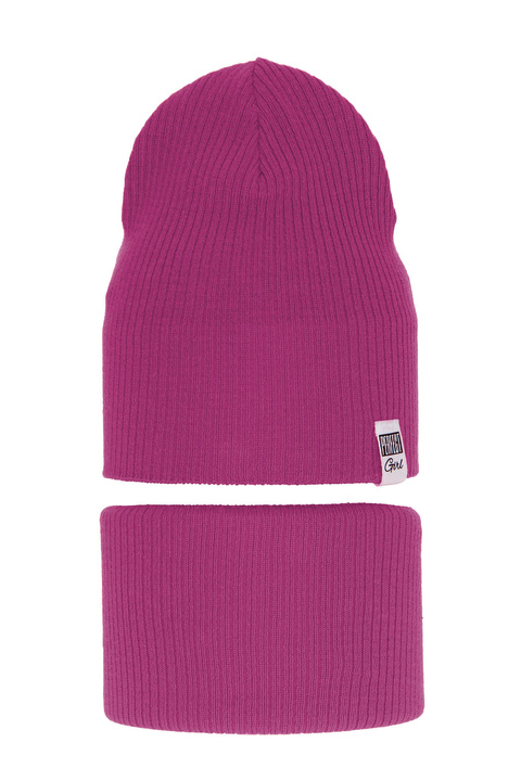Herbst und Frühlingsset Mädchen: Mütze und Schlauchschal Rosa Farinka