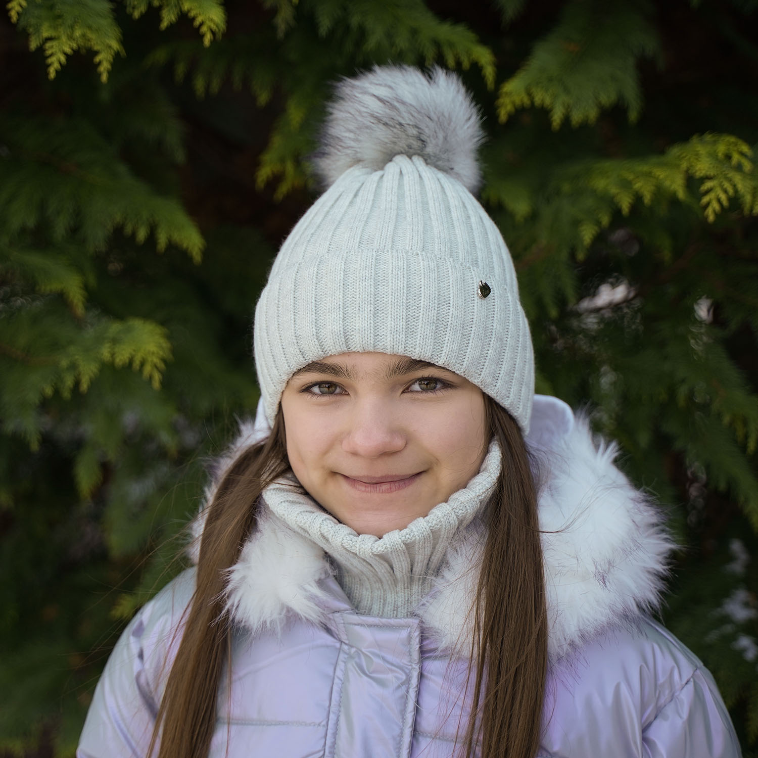 Winterset Mädchen: Mütze und Schlauchschal mit Bommel Rosa Wilma