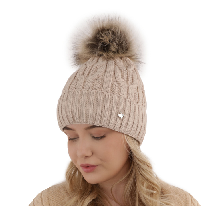 Wintermütze Damen mit Bommel Schwarz Laona