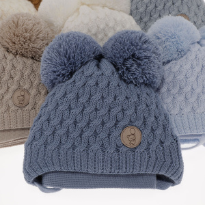 Winterset Jungen: Mütze und Schal mit zwei Bommeln Blau Alonso
