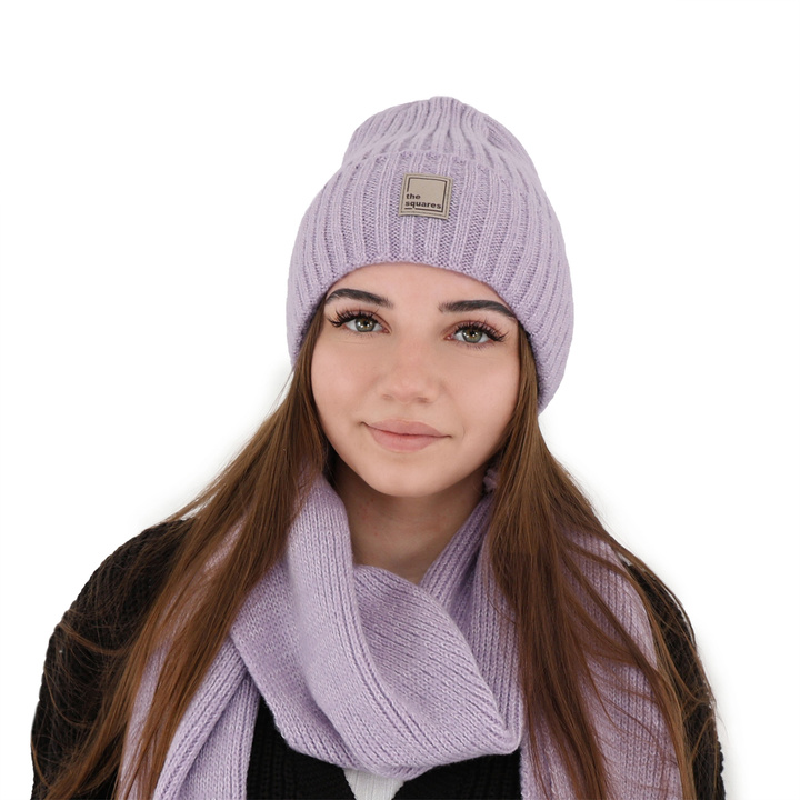 Wintermütze Damen aus Merinowolle Violett Benedetta