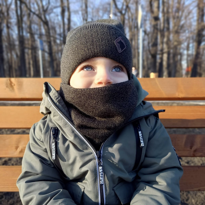 Herbst und Frühlingsset Jungen: Mütze und Schlauchschal Blau Boris