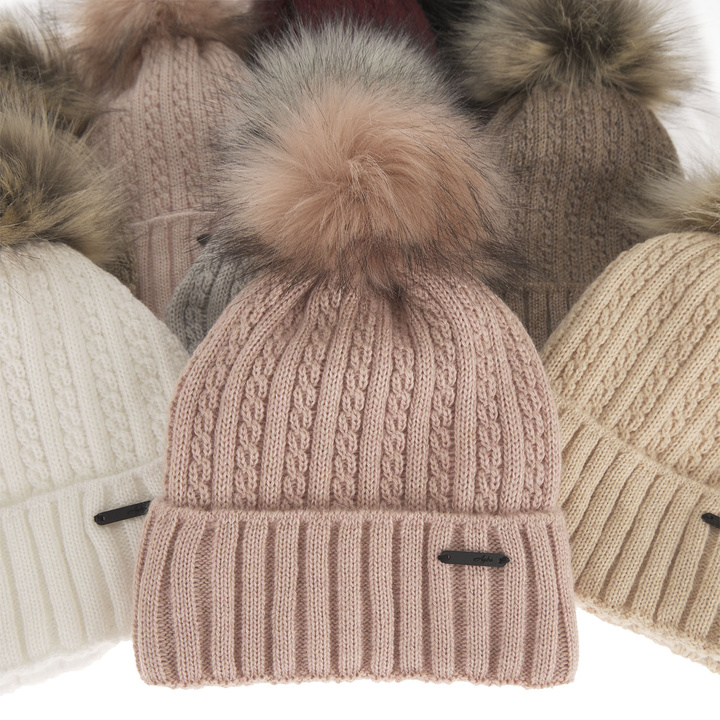 Wintermütze Damen mit Bommel Rosa Karizma